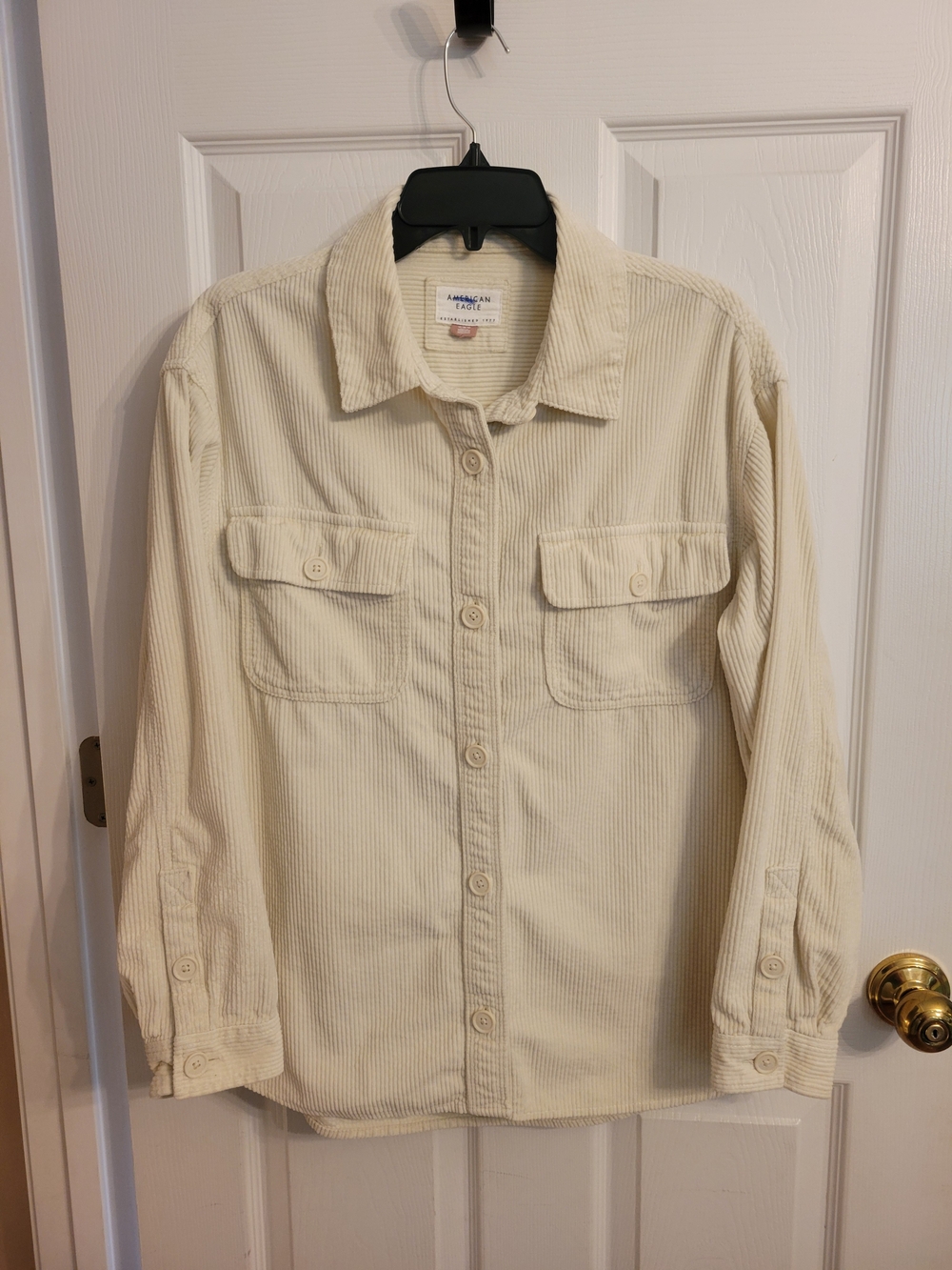 American Eagle Corduroy Utility Jacket in Cream Medium